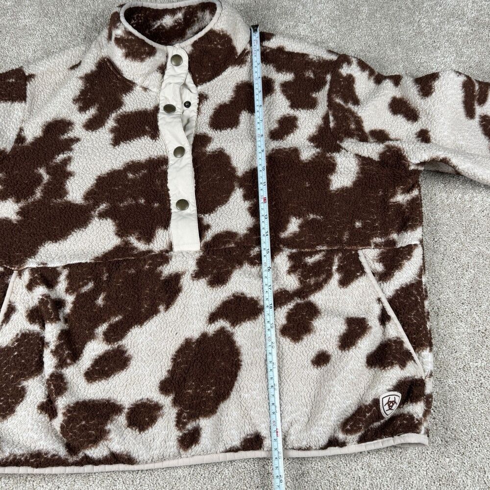 Ariat REAL Womens Cow Print Fleece XXL Berber 1/2 Snap Front Chestnut Fleece 2XL - Picture 10 of 11